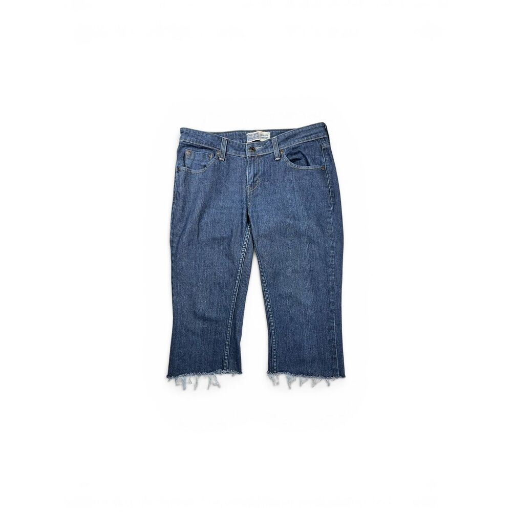 Levi Strauss Signature Low Rise Bootcut Cropped Jeans Cut Off Blue Women’s 6